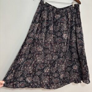 Garnet Hill Floral A-line Skirt Womens Large Whimsigoth Paisley FairyCore Pocket
